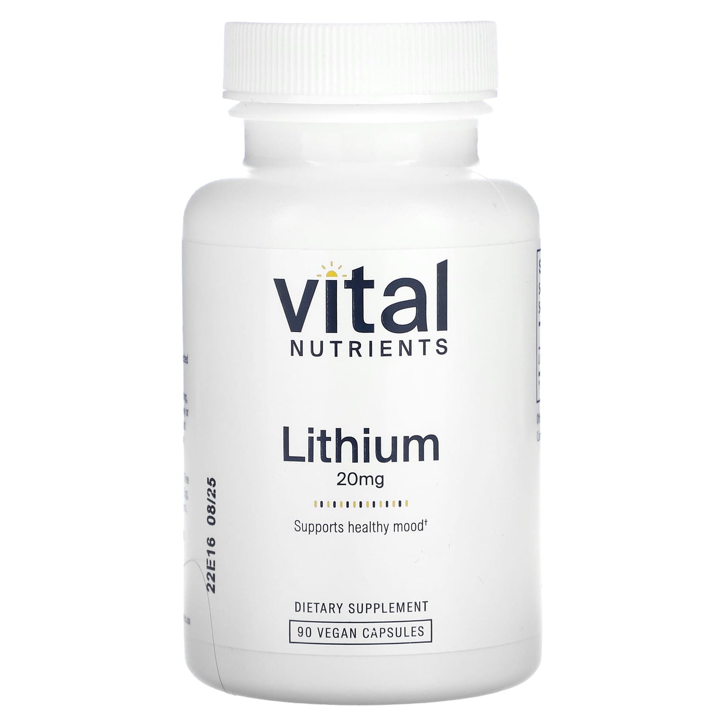 Vital Nutrients, Lithium , 20 mg, 90 Vegan Capsules - 693465314111 | Hilife Vitamins