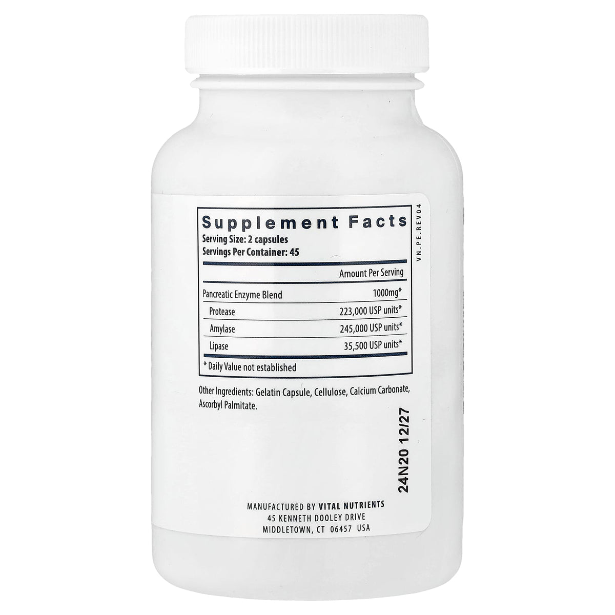 Vital Nutrients, Pancreatic Enzymes, 90 Capsules UPC 693465417119 | Hilife Vitamins
