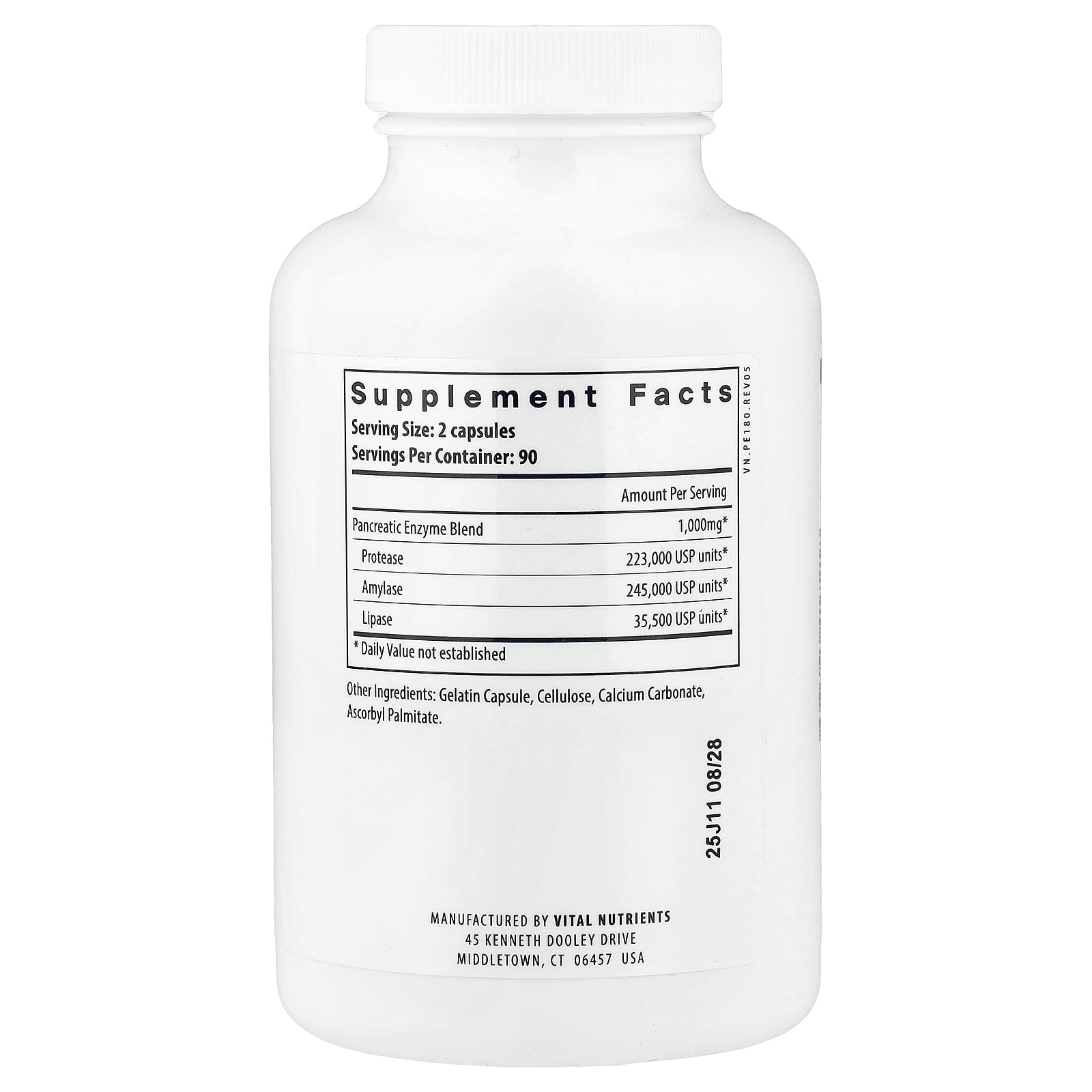 Vital Nutrients, Pancreatic Enzymes, 180 Capsules UPC 693465417218 | Hilife Vitamins