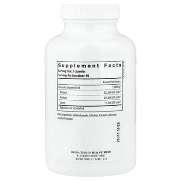Vital Nutrients, Pancreatic Enzymes, 180 Capsules UPC 693465417218 | Hilife Vitamins