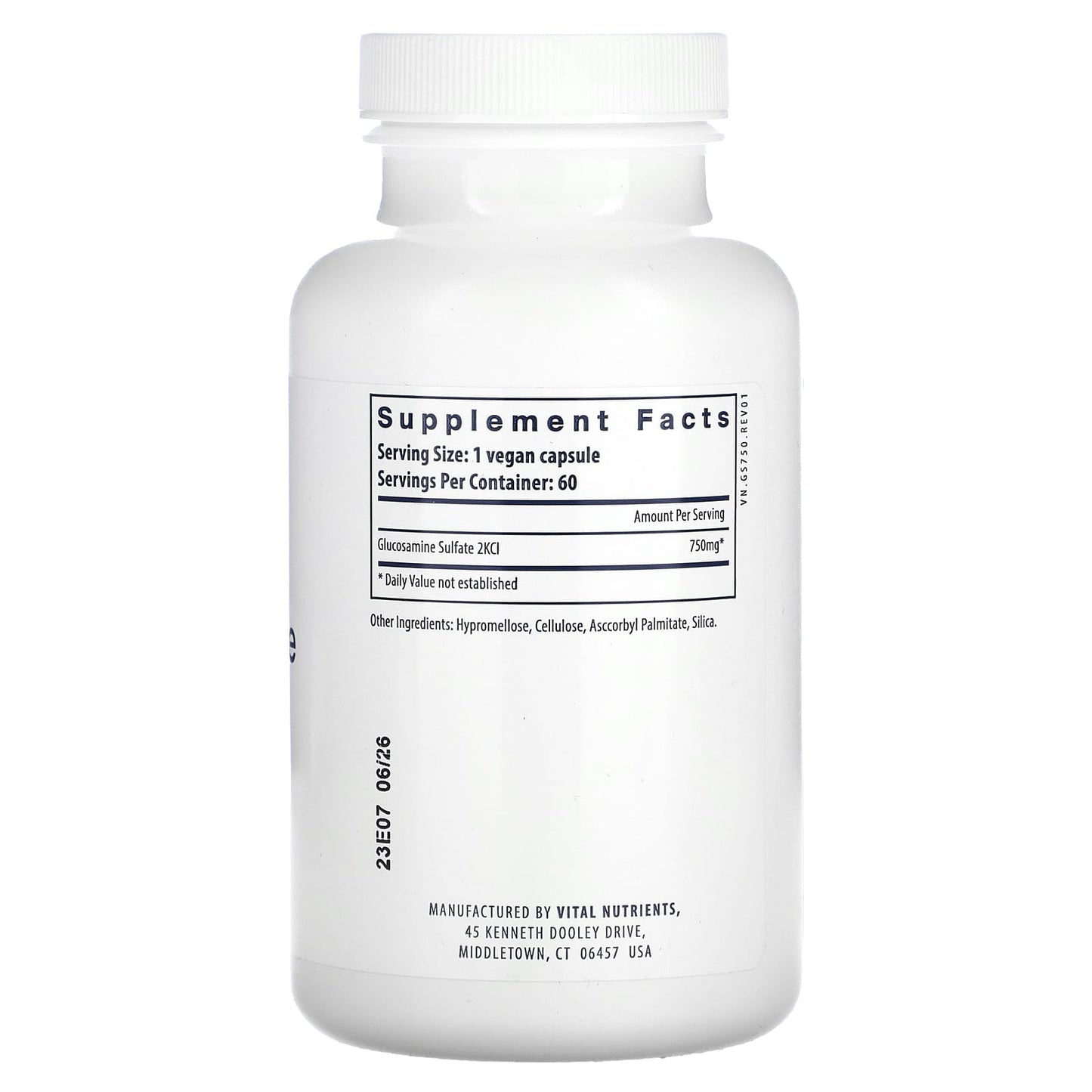 Vital Nutrients, Vegan Glucosamine Sulfate, 120 Vegan Capsules UPC 693465422113 | HiLife Vitamins