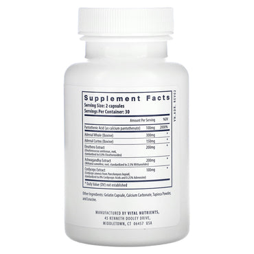 Vital Nutrients, Adrenal Support, 60 Capsules UPC 693465423110 | HiLife Vitamins