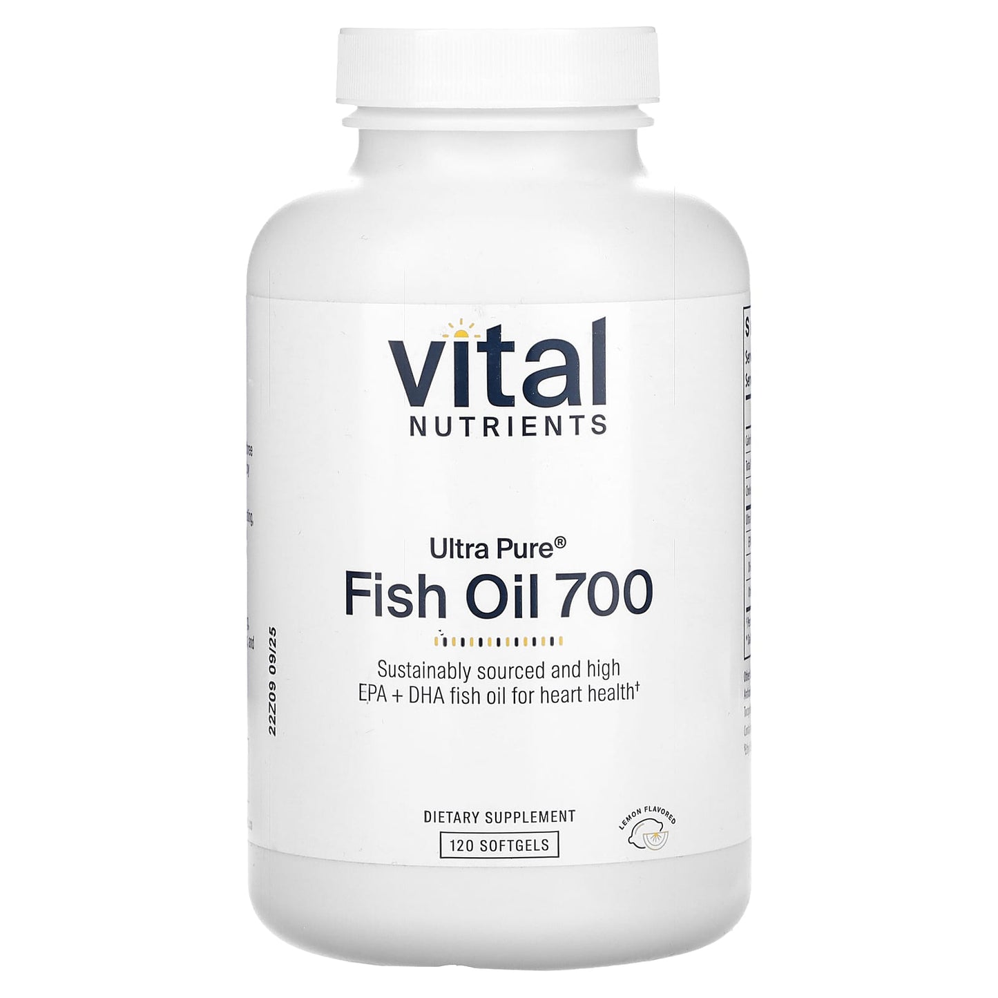 Vital Nutrients, Ultra Pure Fish Oil 700, Lemon, 120 Softgels UPC 693465428115 | HiLife Vitamins