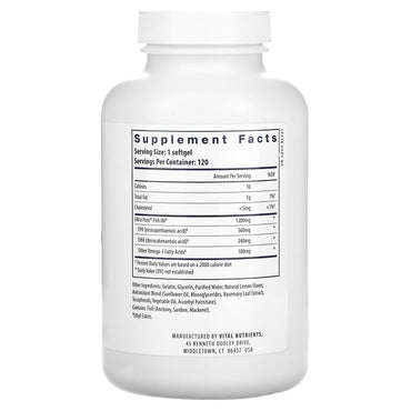 Vital Nutrients, Ultra Pure Fish Oil 700, Lemon, 120 Softgels UPC 693465428115 | HiLife Vitamins