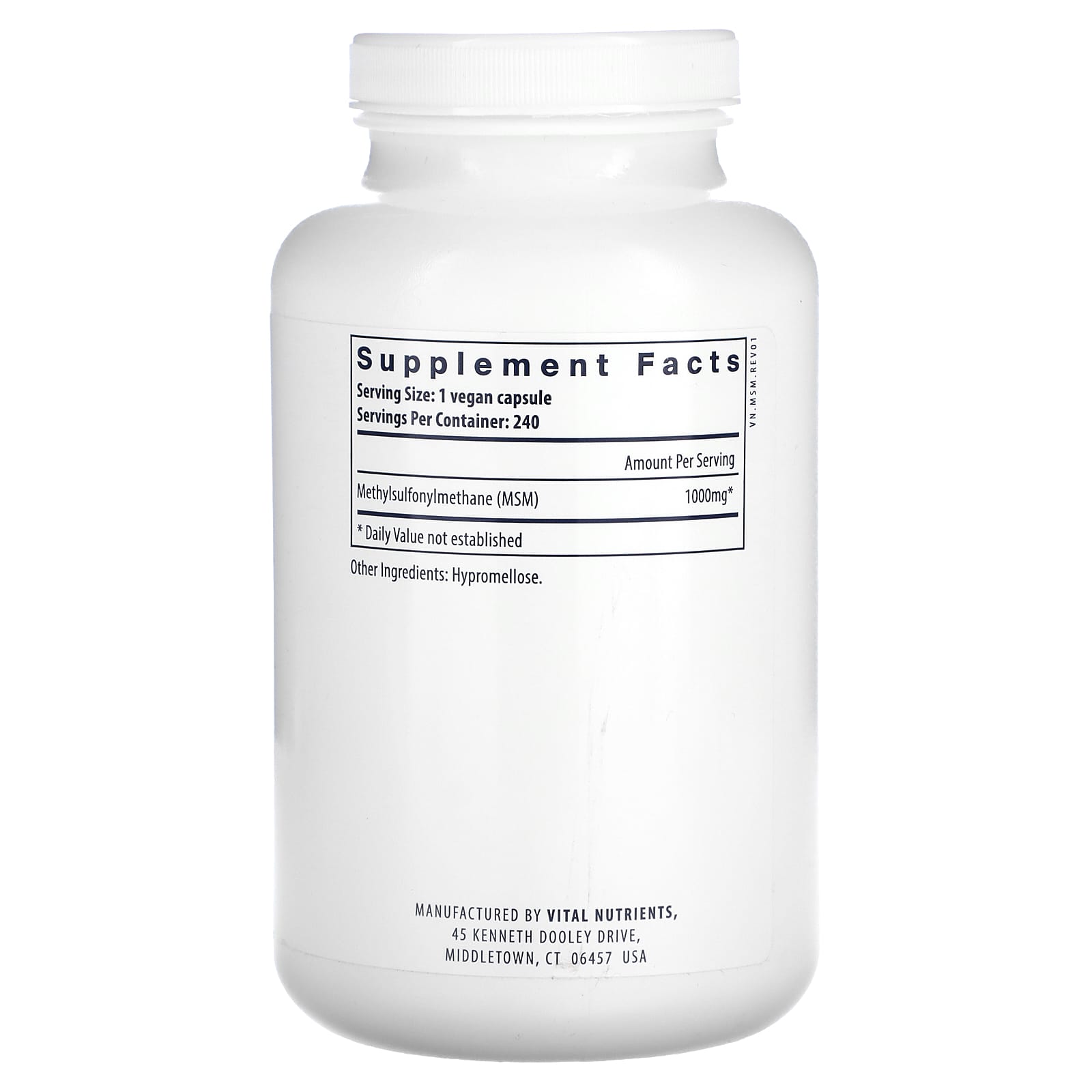 Vital Nutrients, MSM, 1,000 mg, 240 Capsules UPC 693465429112 | HiLife Vitamins