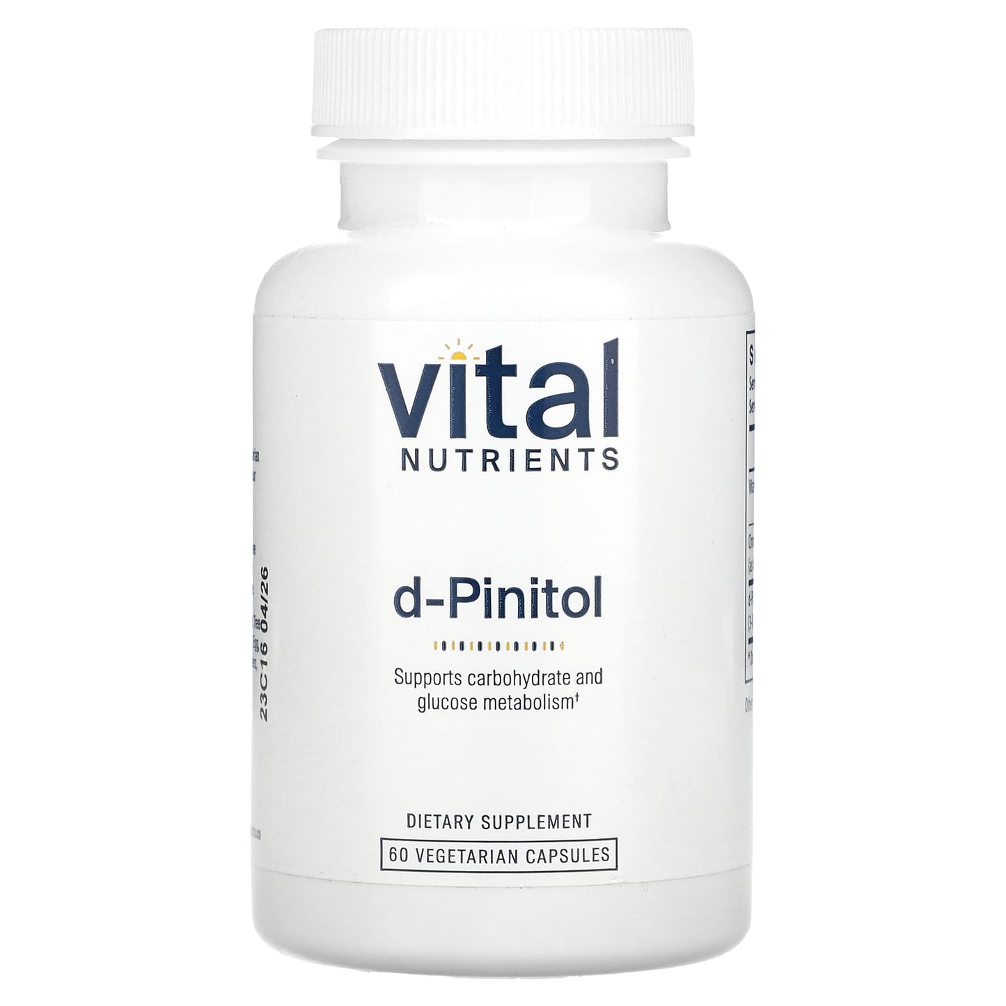 Vital Nutrients, d-Pinitol, 60 Vegetarian Capsules UPC 693465444115 | HiLife Vitamins