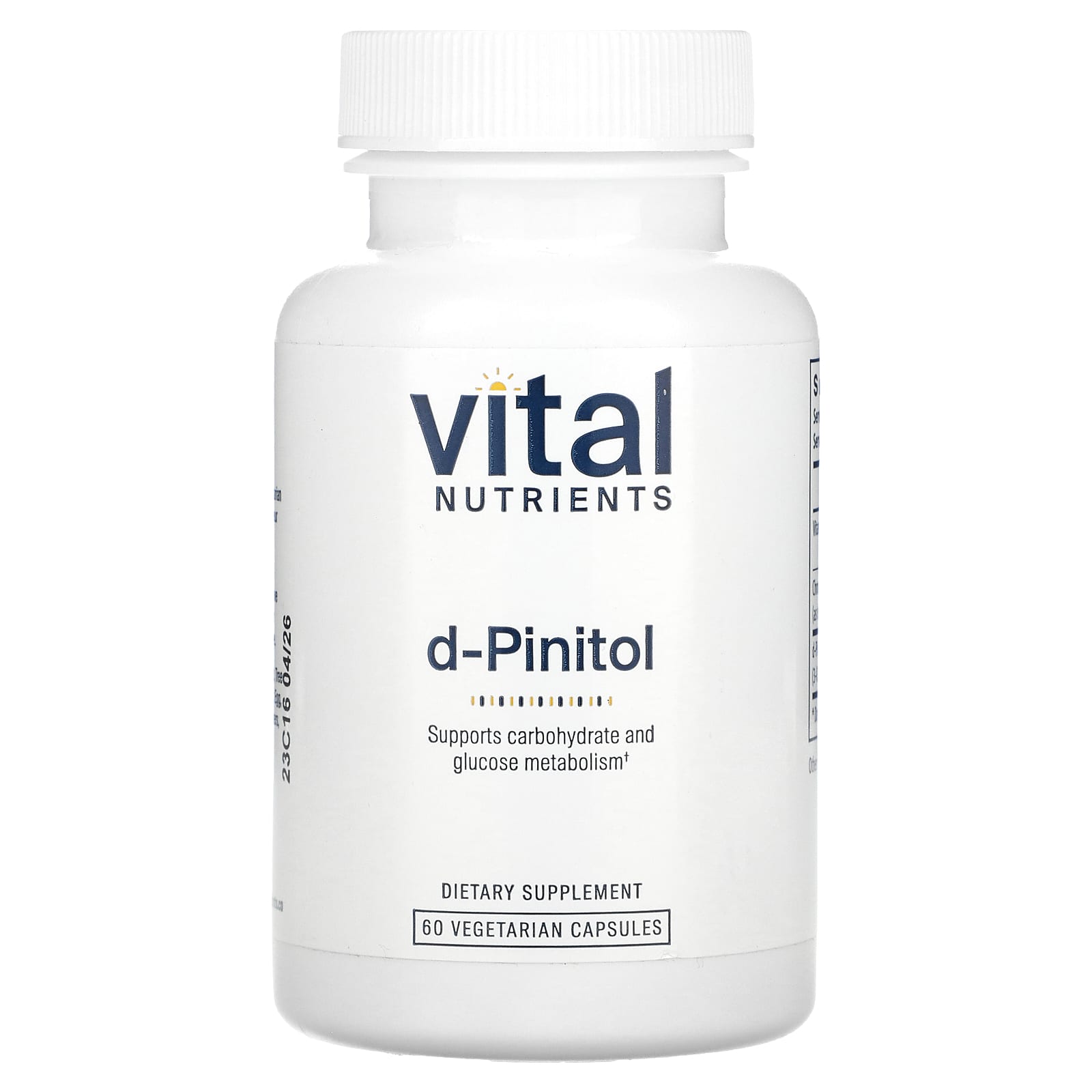 Vital Nutrients, d-Pinitol, 60 Vegetarian Capsules UPC 693465444115 | HiLife Vitamins