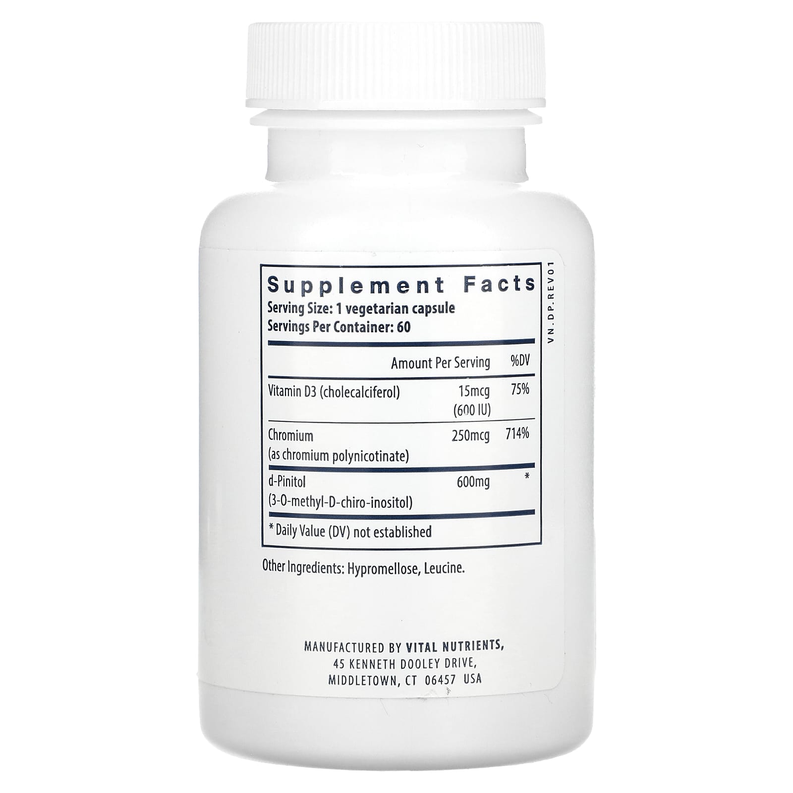 Vital Nutrients, d-Pinitol, 60 Vegetarian Capsules UPC 693465444115 | HiLife Vitamins