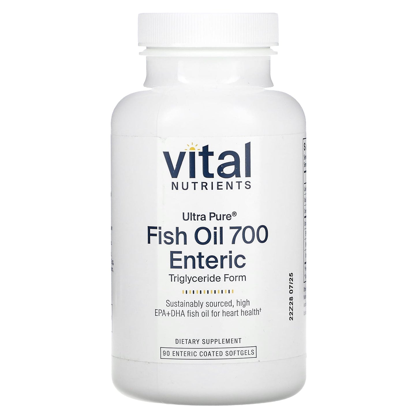 Vital Nutrients, Ultra Pure, Fish Oil 700 Enteric, 90 Enteric Coated Softgels UPC 693465445112 | HiLife Vitamins