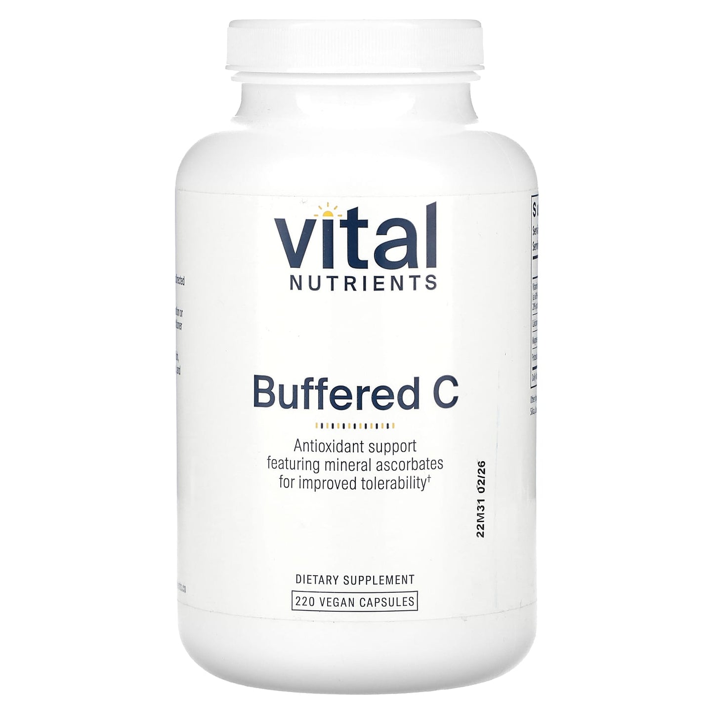 Vital Nutrients, Buffered C, 220 Vegan Capsules UPC 693465501115 | HiLife Vitamins