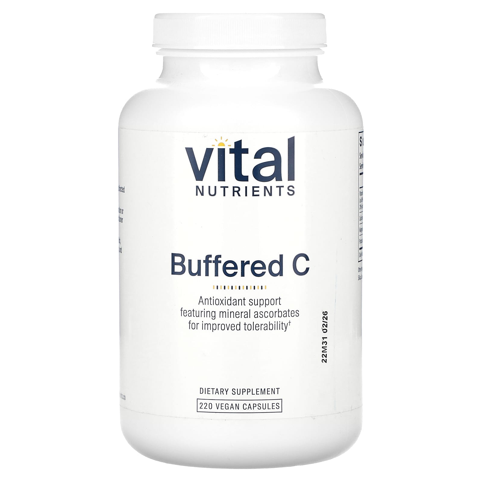 Vital Nutrients, Buffered C, 220 Vegan Capsules UPC 693465501115 | HiLife Vitamins