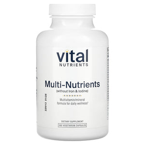 Vital Nutrients, Multi-Nutrients (No Iron or Iodine), 180 Vegetarian Capsules - 693465503119 | Hilife Vitamins