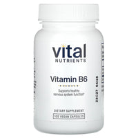Vital Nutrients, Vitamin B6, 100 Vegan Capsules UPC 693465513118 | HiLife Vitamins