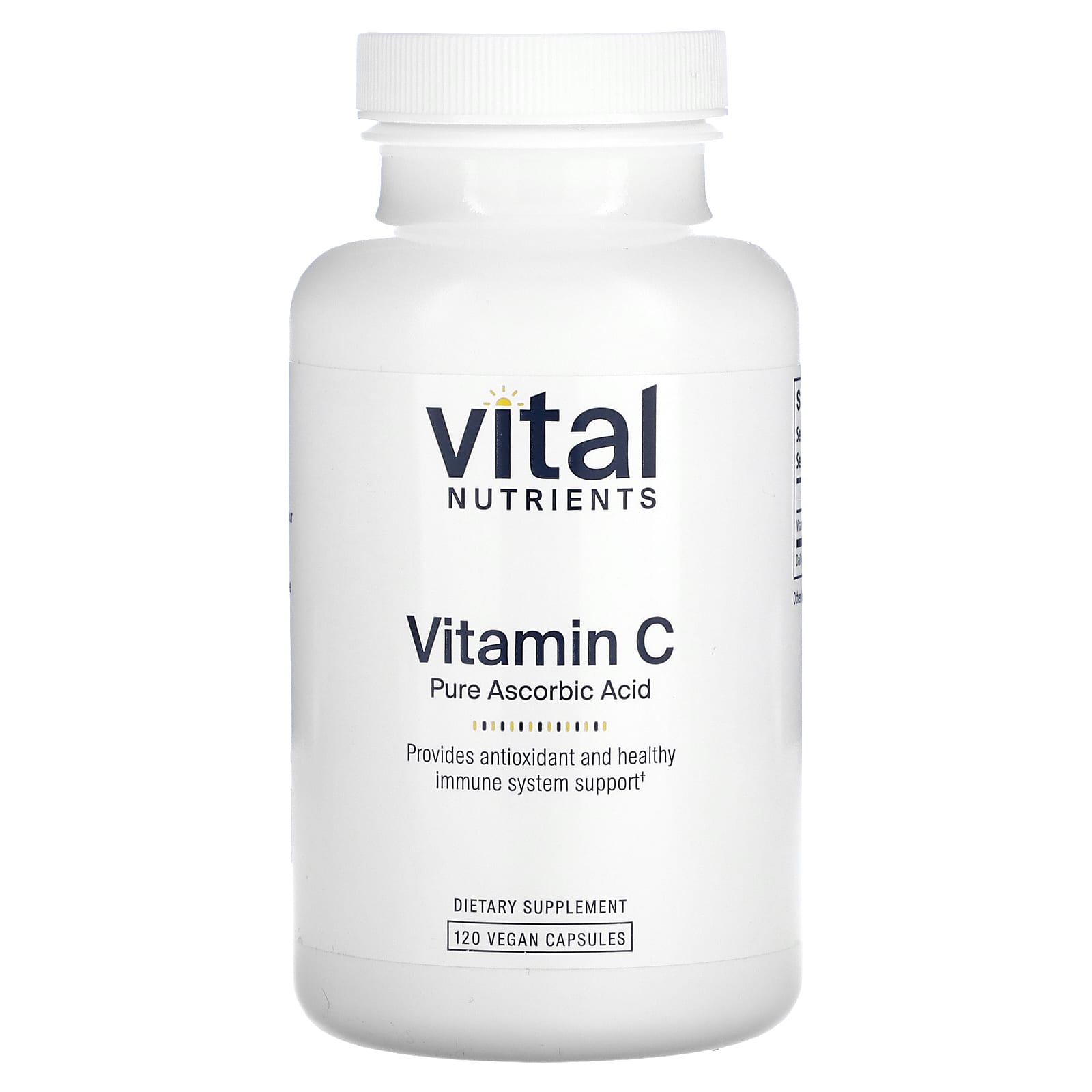 Vital Nutrients, Vitamin C, 120 Vegan Capsules UPC 693465517215 | HiLife Vitamins