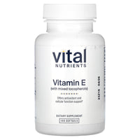 Vital Nutrients, Vitamin E With Mixed Tocopherols, 100 Softgels UPC 693465521113 | HiLife Vitamins