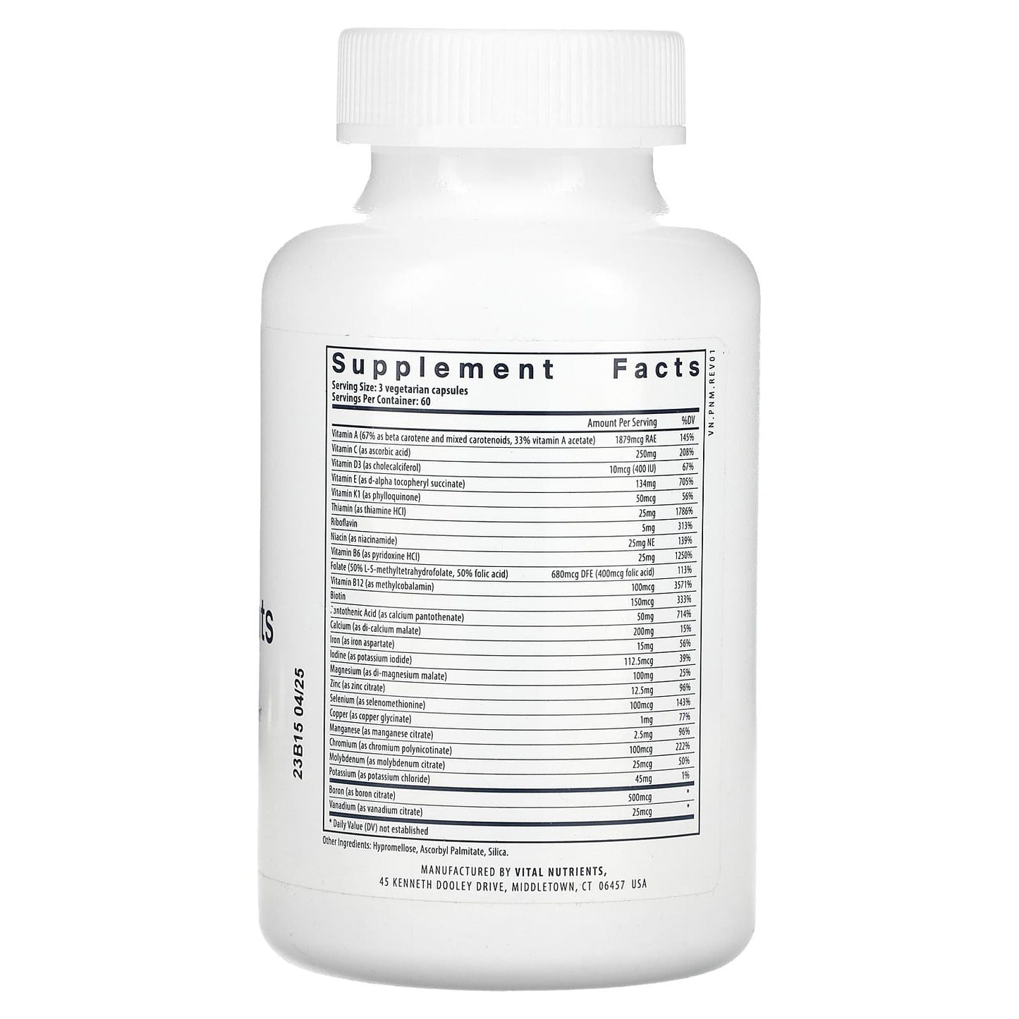 Vital Nutrients, Prenatal Multi-Nutrients, 180 Vegetarian Capsules UPC 693465529119 | HiLife Vitamins