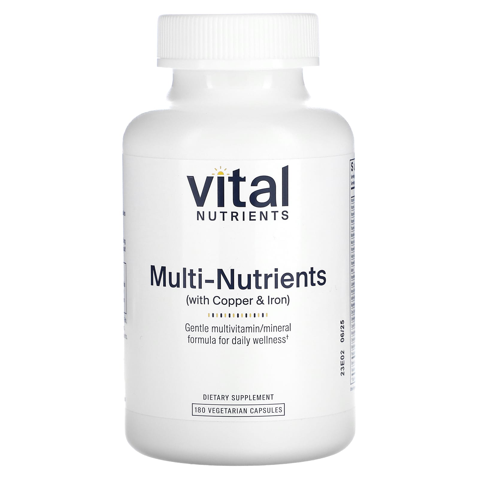 Vital Nutrients, Multi-Nutrients (with Copper & Iron), 180 Vegetarian Capsules UPC 693465530115 | HiLife Vitamins