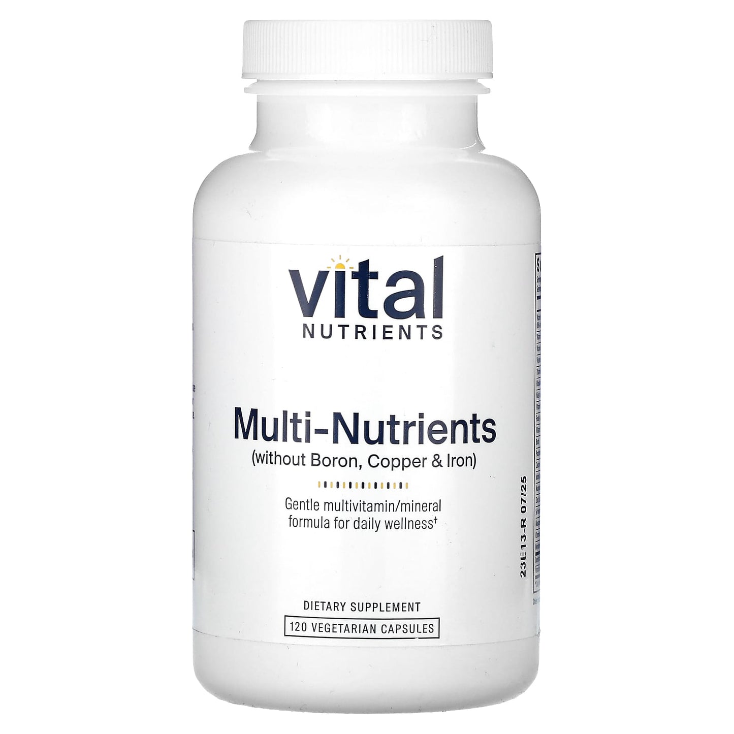 Vital Nutrients, Multi-Nutrients Without Boron, Copper & Iron, 120 Vegetarian Capsules UPC 693465533116 | HiLife Vitamins