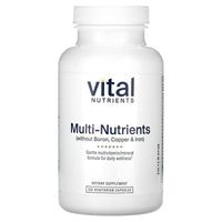 Vital Nutrients, Multi-Nutrients Without Boron, Copper & Iron, 120 Vegetarian Capsules UPC 693465533116 | HiLife Vitamins