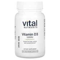 Vital Nutrients, Vitamin D3, 5,000 IU, 90 Vegetarian Capsules UPC 693465539118 | HiLife Vitamins