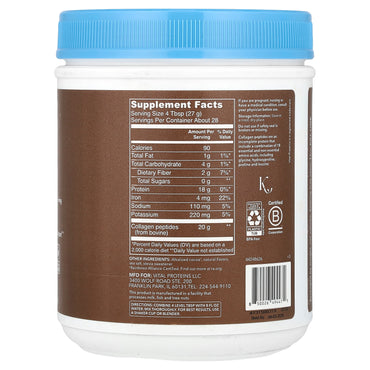 Vital Proteins, Collagen Peptides, Chocolate, 26.8 oz (761 g) UPC 850026494471 | HiLife Vitamins
