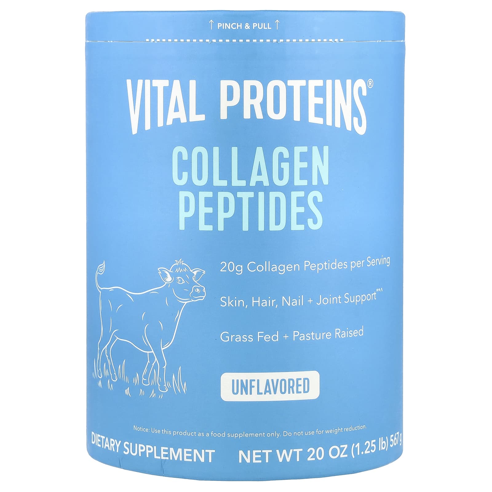 Vital Proteins, Collagen Peptides, Unflavored, 20 oz (567 g) UPC 850232005089 | HiLife Vitamins