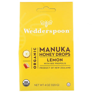Wedderspoon, Organic Manuka Honey Drops Lemon, 4 Oz - 814422020375 | Hilife Vitamins