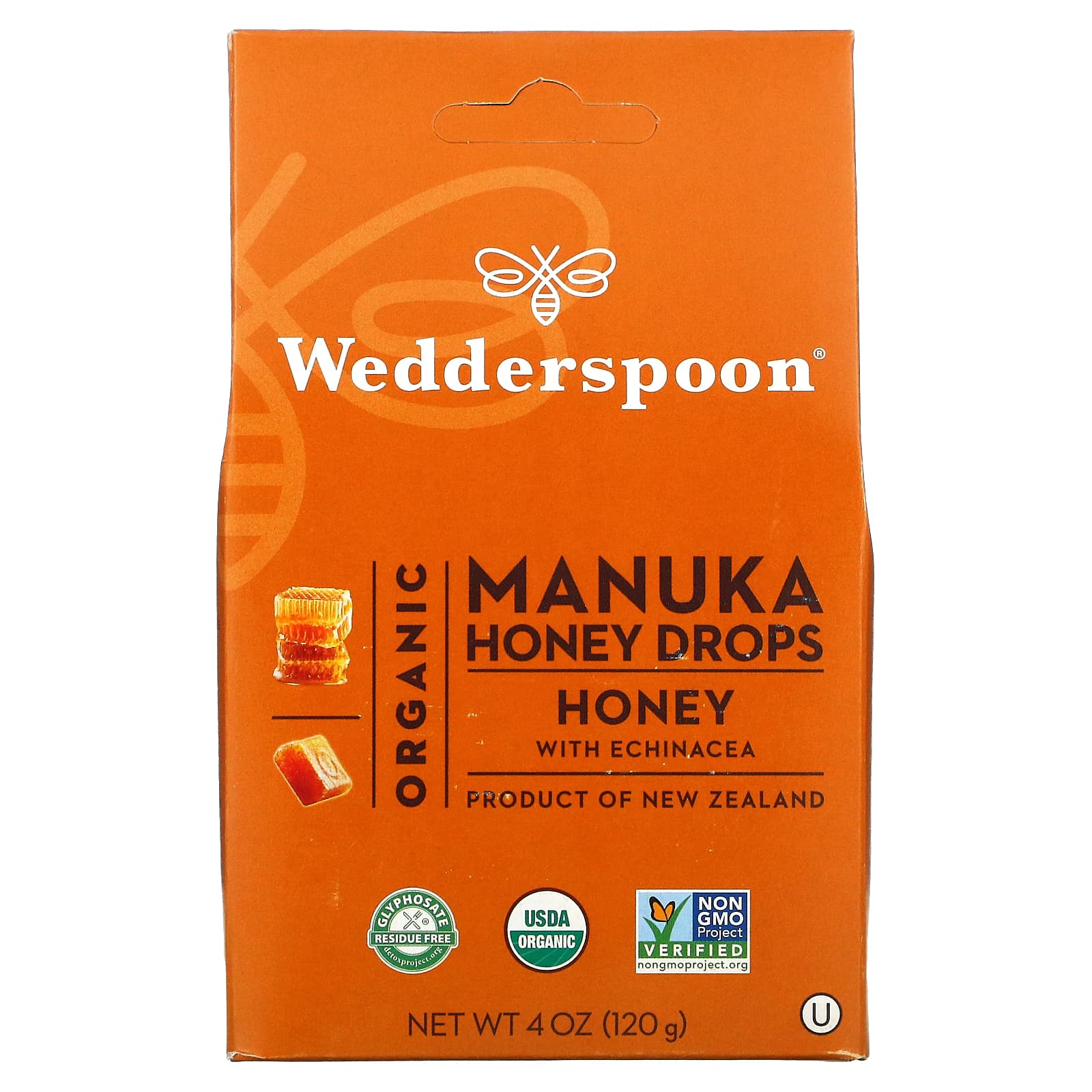 Wedderspoon, Organic Manuka Honey Drops, 4 Oz UPC 814422022874 | Hilife Vitamins