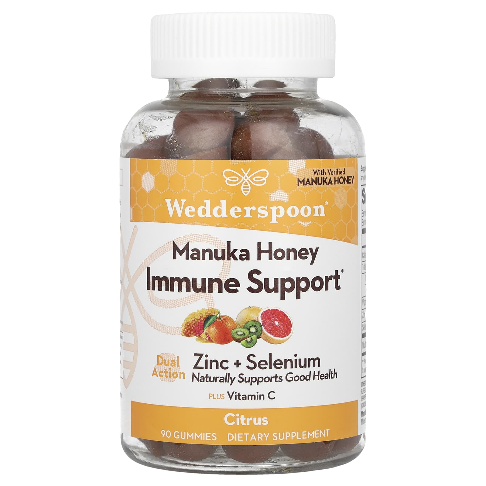 Wedderspoon, Manuka Honey Immunity Citrus, 90 Gummies UPC 814422023406 | HiLife Vitamins