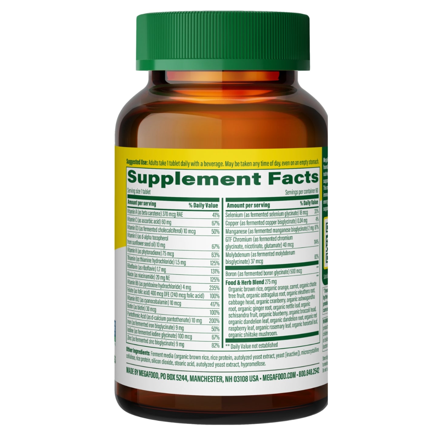 Megafood, Women’s One Daily, 60 Tablets UPC 051494101049 | HiLife Vitamins