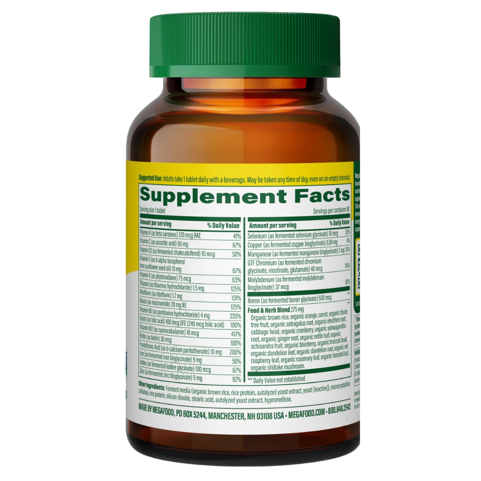 Megafood, Women’s One Daily, 60 Tablets UPC 051494101049 | HiLife Vitamins
