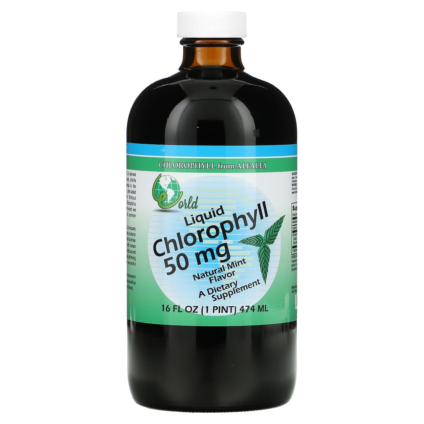 World Organics, Chlorophyll 50mg W/ Mint Liquid, 16 Oz UPC 726899590230 | Hilife Vitamins