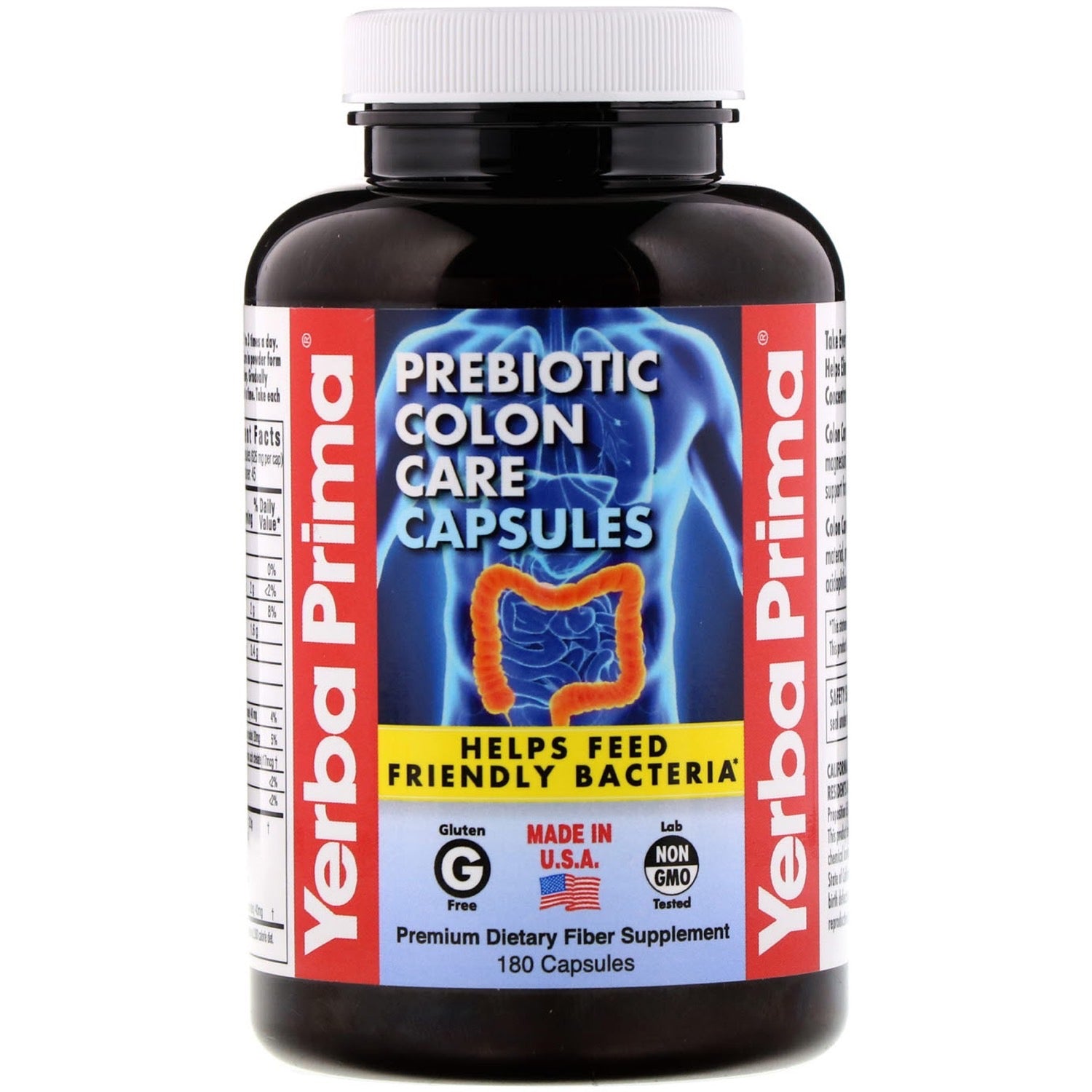 Yerba Prima, Prebiotic Colon Care, 180 Capsules UPC 046352002064 | Hilife Vitamins