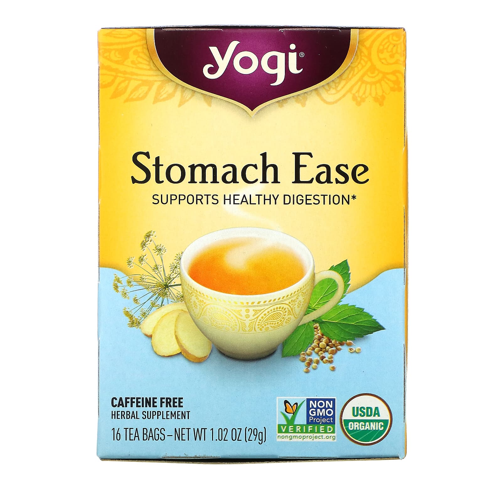 Yogi Tea Company, Stomach Ease Tea, 16 UPC 076950450035 | Hilife Vitamins