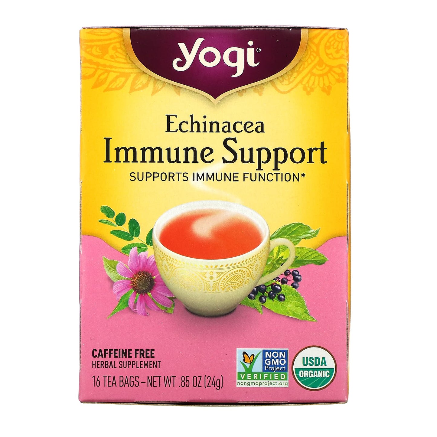 Yogi Tea Company, Echinacea Immune Support Tea, 16 UPC 076950450103 | Hilife Vitamins