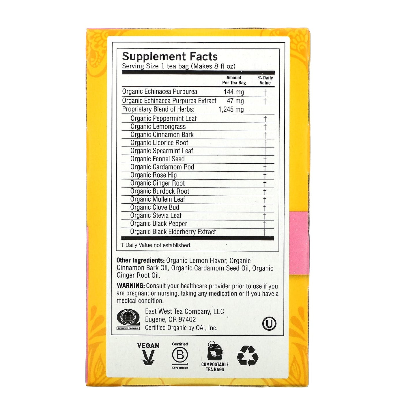 Yogi Tea Company, Echinacea Immune Support Tea, 16 UPC 076950450103 | Hilife Vitamins