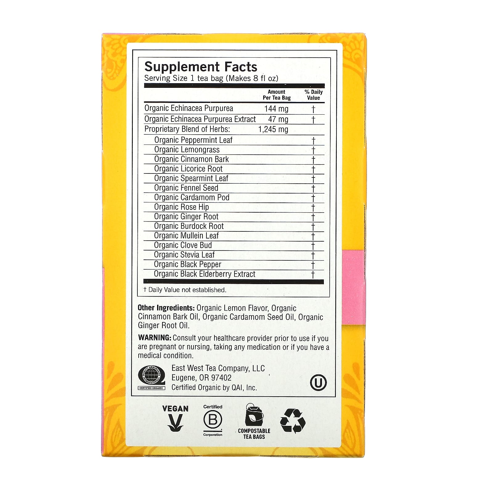 Yogi Tea Company, Echinacea Immune Support Tea, 16 UPC 076950450103 | Hilife Vitamins