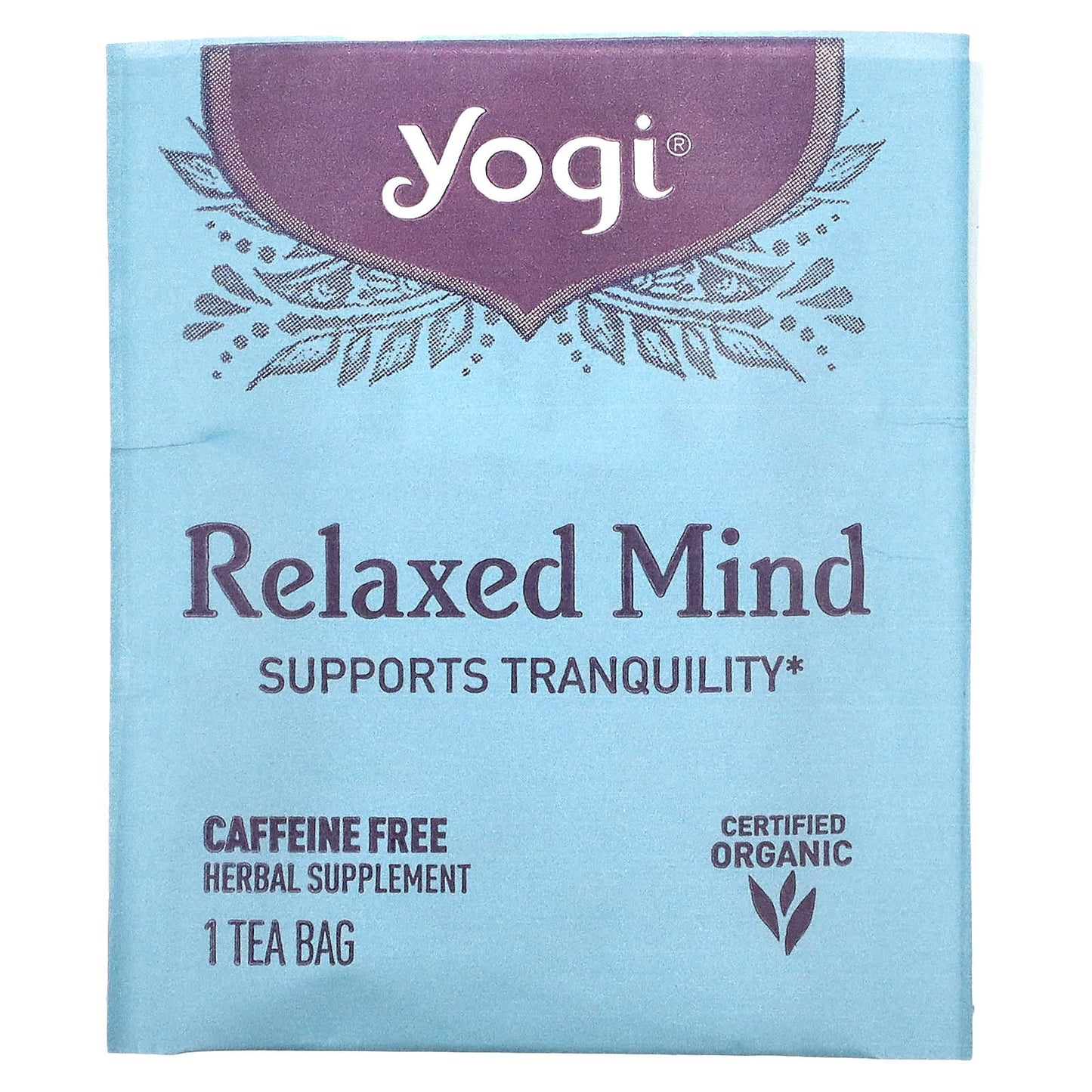 Yogi Tea Company, Relaxed Mind, Caffeine Free, 16 Tea Bags, 1.27 oz (36 g) UPC 076950450226 | Hilife Vitamins