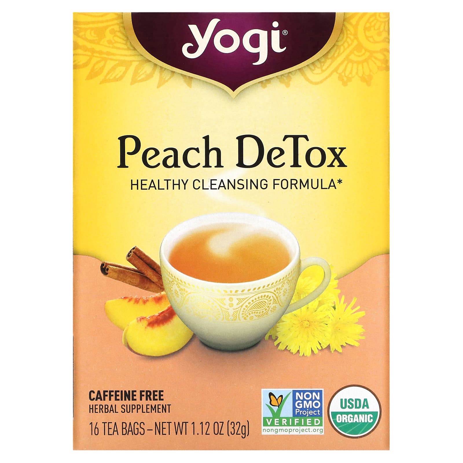 Yogi Tea Company, Peach De-Tox Tea, 16 UPC 076950450233 | Hilife Vitamins
