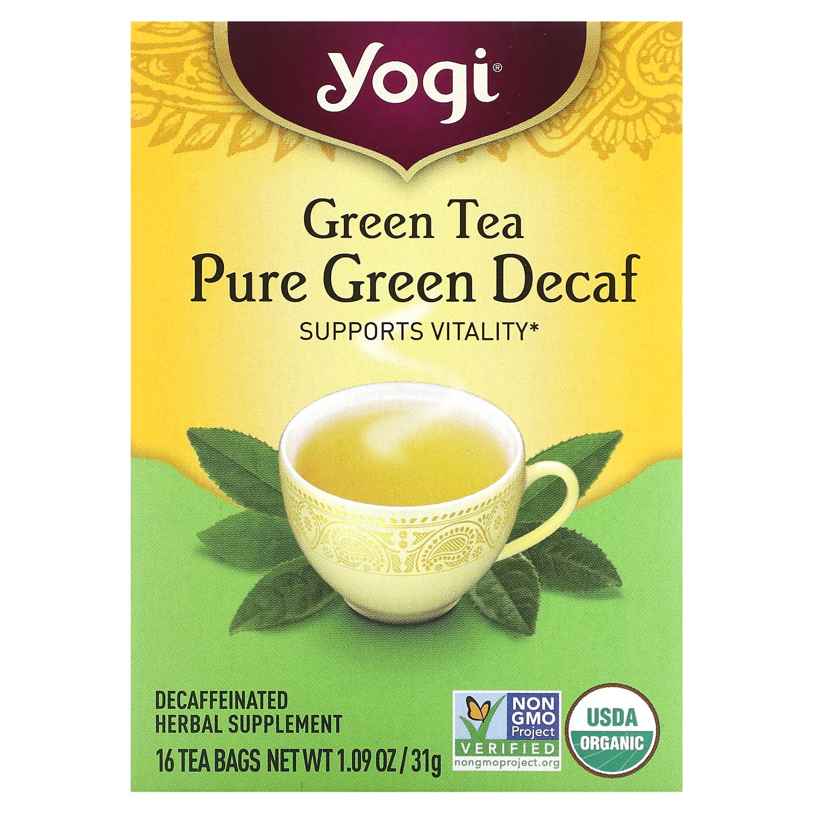Yogi Tea Company, Green Tea Decaf, 16 UPC 076950450417 | Hilife Vitamins