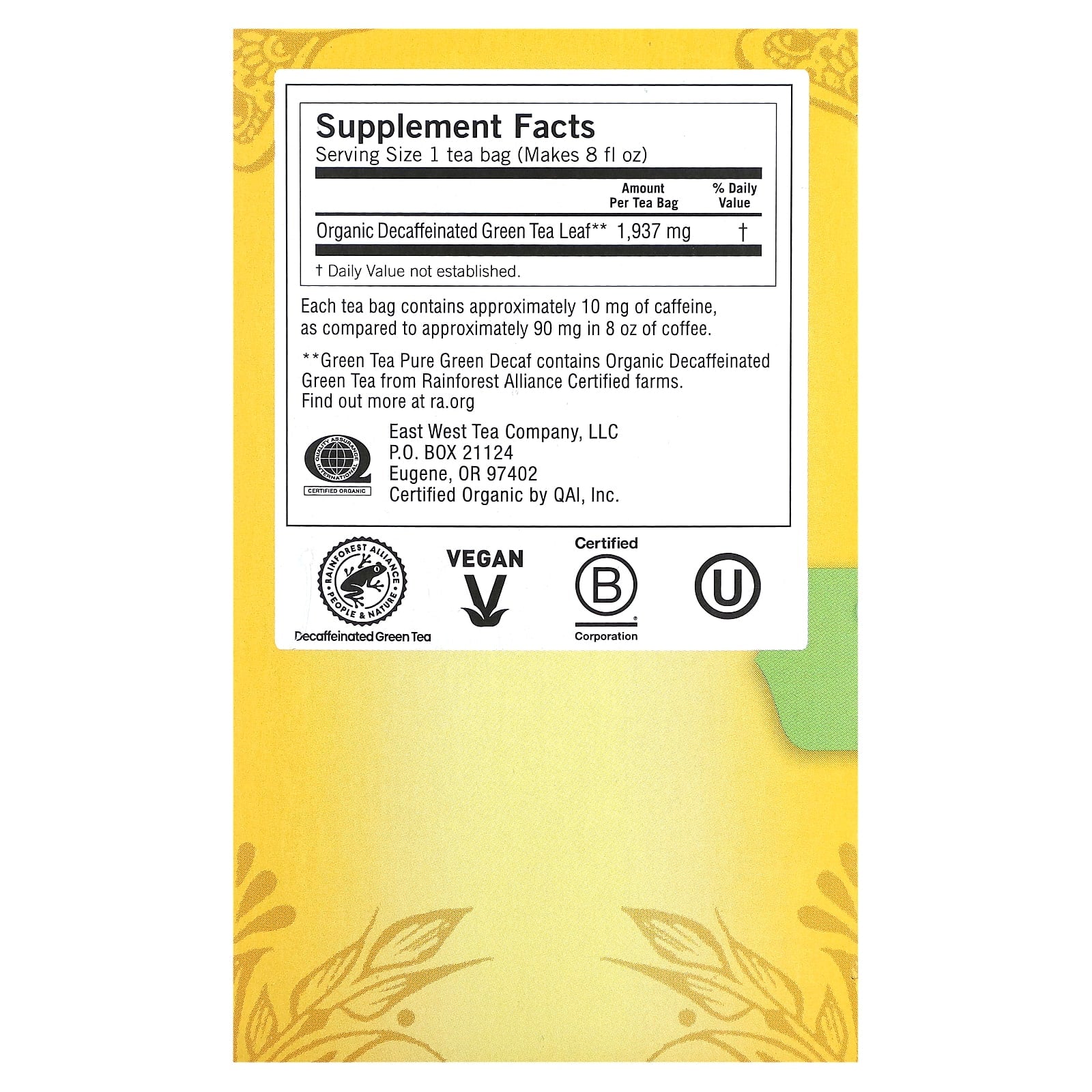 Yogi Tea Company, Green Tea Decaf, 16 UPC 076950450417 | Hilife Vitamins