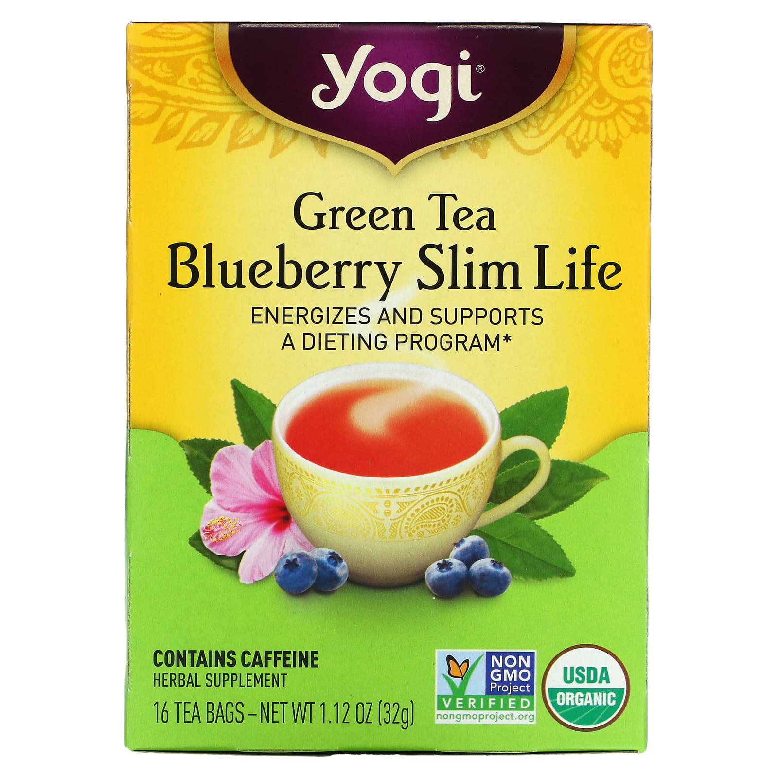 Yogi Tea Company, Green Tea Blueberry Slim Life, 16 UPC 076950450578 | Hilife Vitamins
