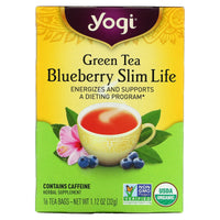 Yogi Tea Company, Green Tea Blueberry Slim Life, 16 UPC 076950450578 | Hilife Vitamins