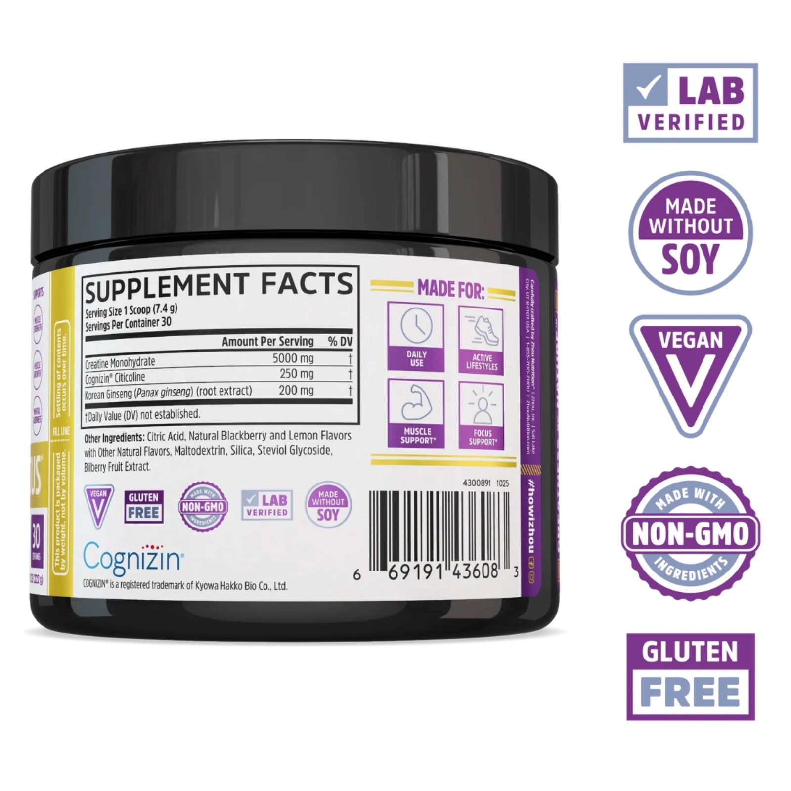 Zhou Nutrition, Creatine Calm + Focus, 30 Servings UPC 669191436083 | Hilife Vitamins