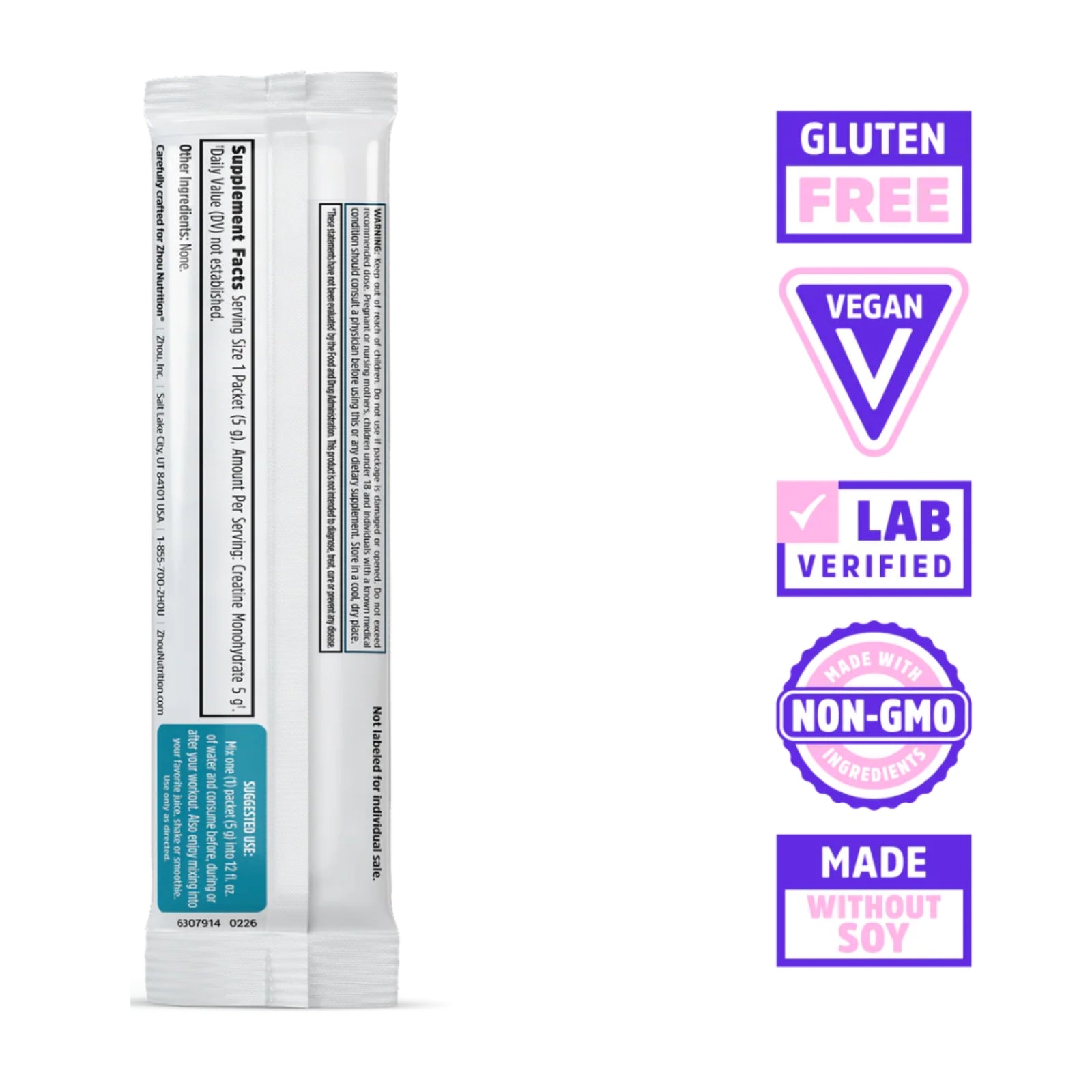 Zhou Nutrition, Creatine Stick Packs, 15 Packs UPC 669191570411 | Hilife Vitamins