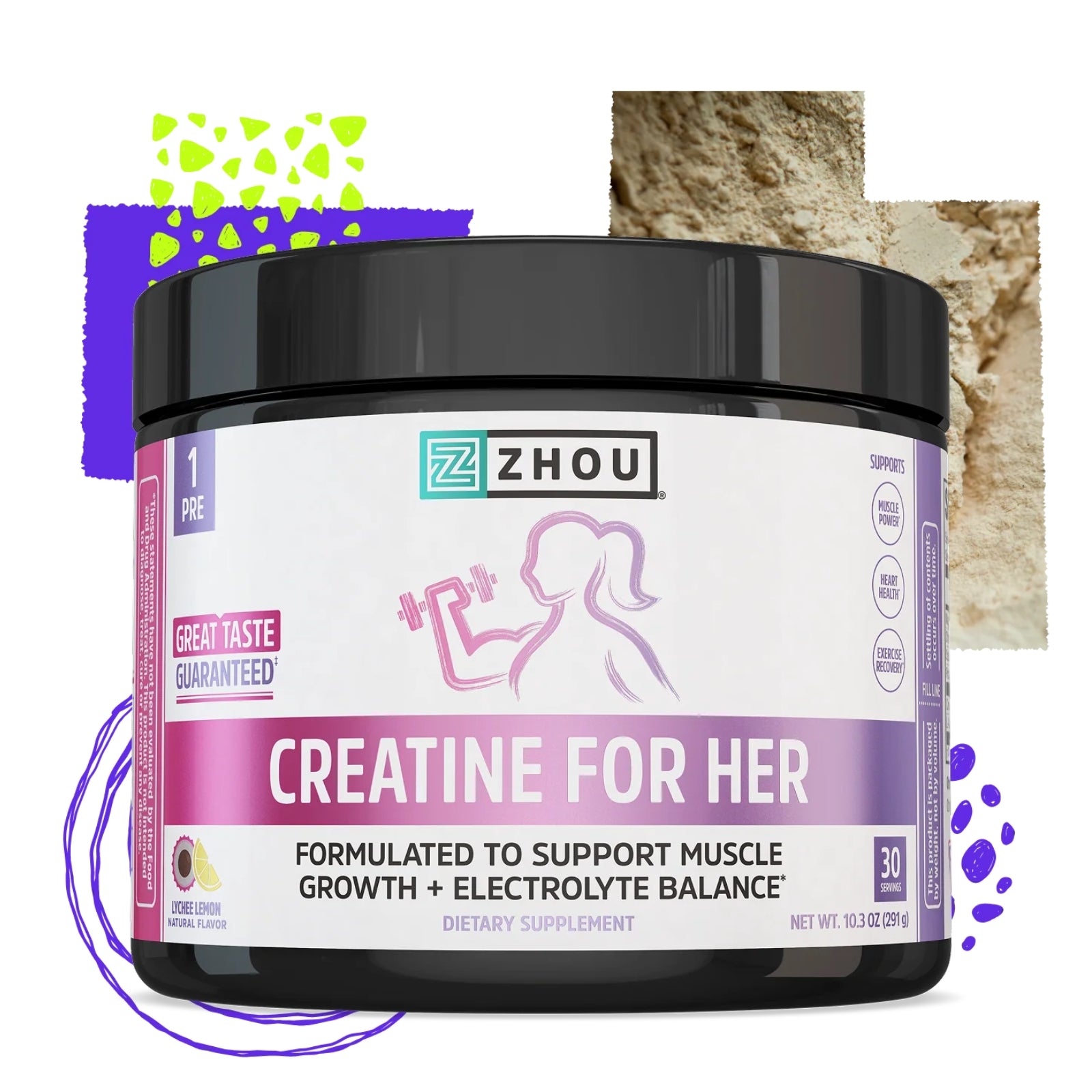 Zhou Nutrition, Creatine For Her, 30 Servings UPC 669191674621 | Hilife Vitamins