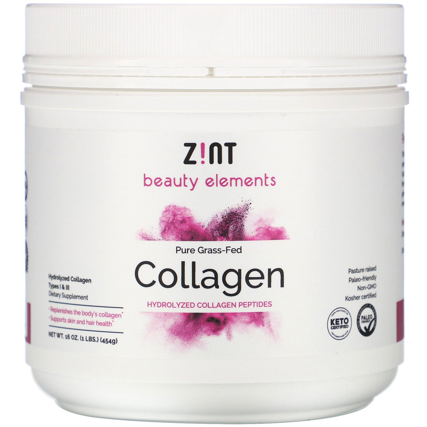 Zint, Grass Fed Beef Hydrolyzed Collagen, 1 Lb UPC 817516026109 | Hilife Vitamins