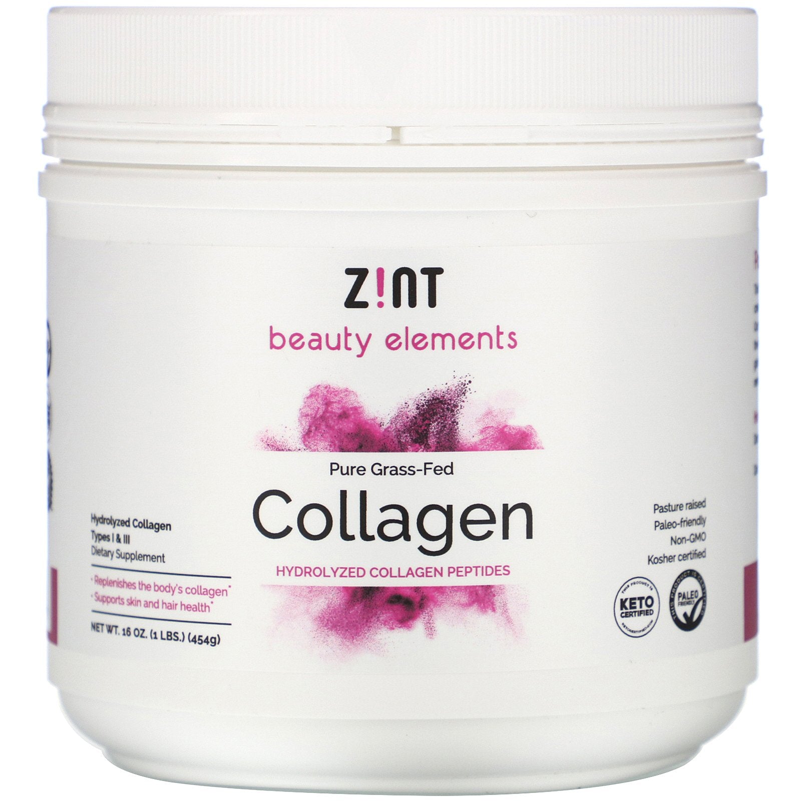 Zint, Grass Fed Beef Hydrolyzed Collagen, 1 Lb UPC 817516026109 | Hilife Vitamins