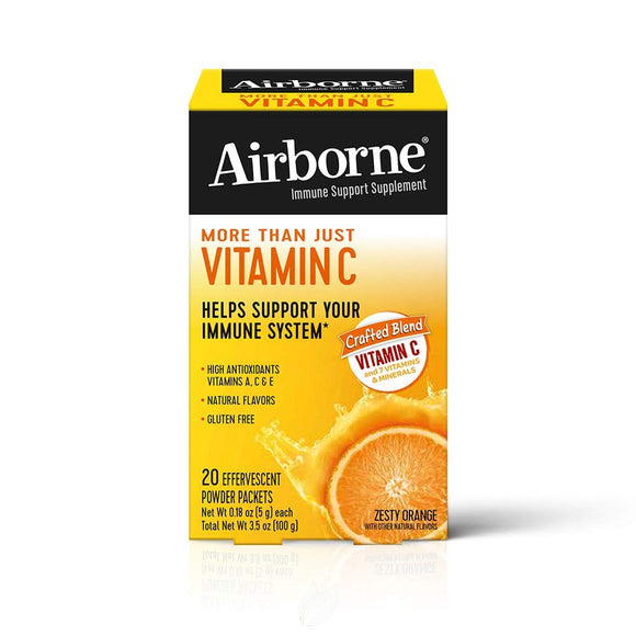 Airborne, On The Go Packets Zesty Orange, 20 Chewables - 647865900603 | Hilife Vitamins