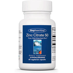 Allergy Research Group, Zinc Citrate 50 mg, 60 Capsules - 713947702905 | Hilife Vitamins